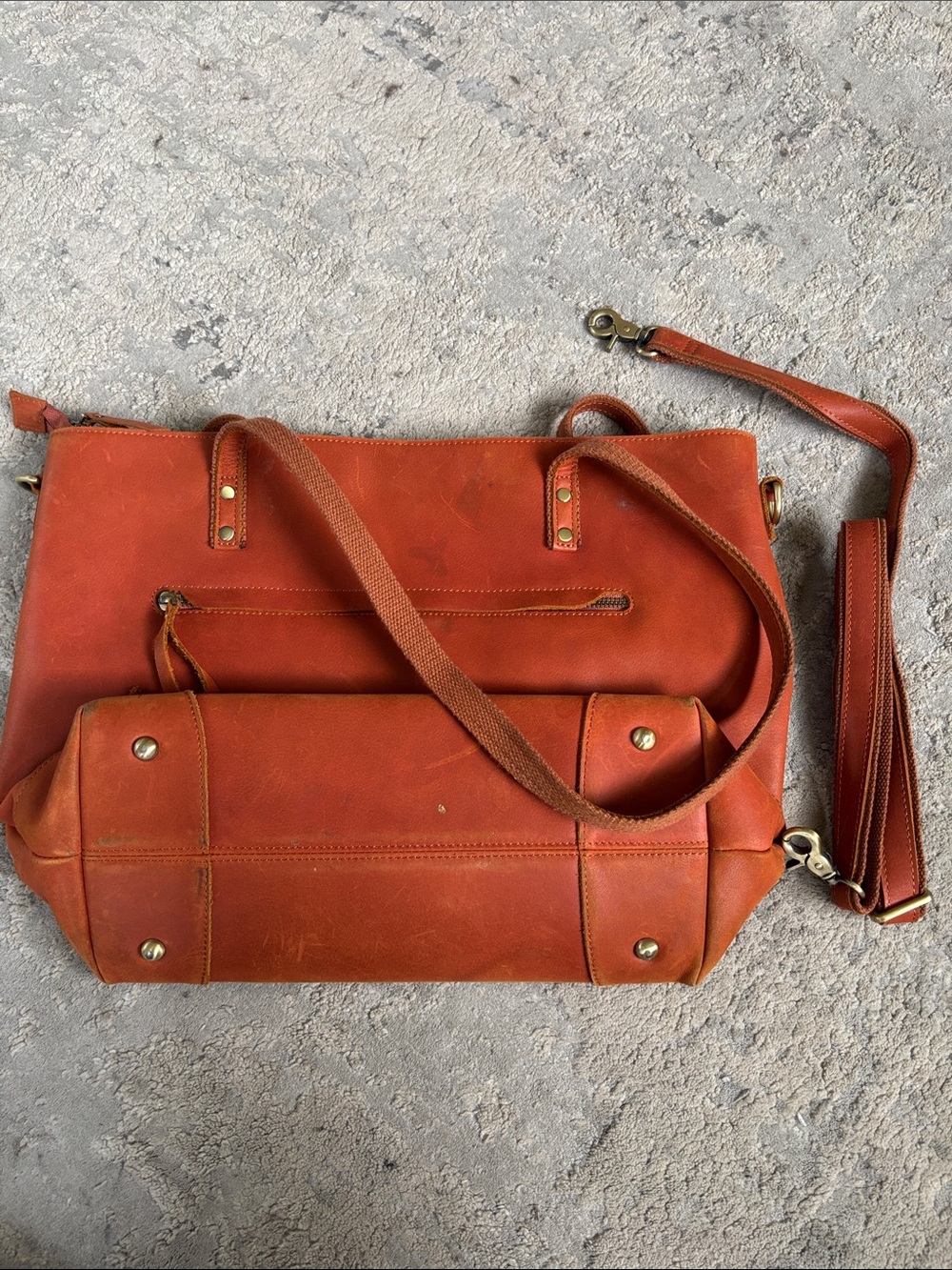 Everyday Leather Tote in Burnt Orange - Picture 7 of 8